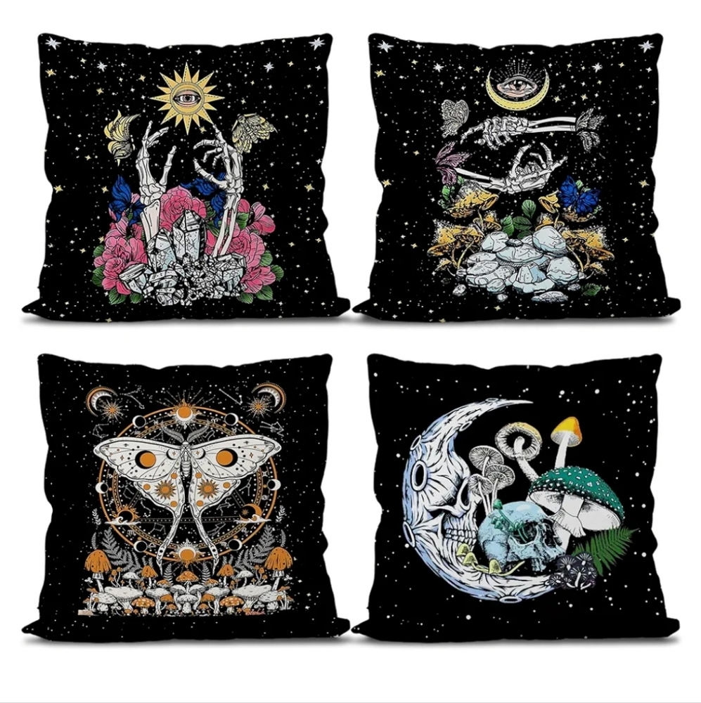 Set of 4 Celestial Moon & Star  Art Throw Pillows NWT